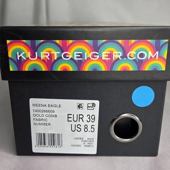 Kurt Geiger Women's Meena Eagle Gold Studded Slides Sandals - Picture 7 of 7